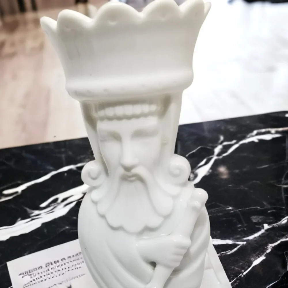 King & Queen Tappered Candle Holder Swiss Set Colum Sculpture White Porcelain - Picture 6 of 14